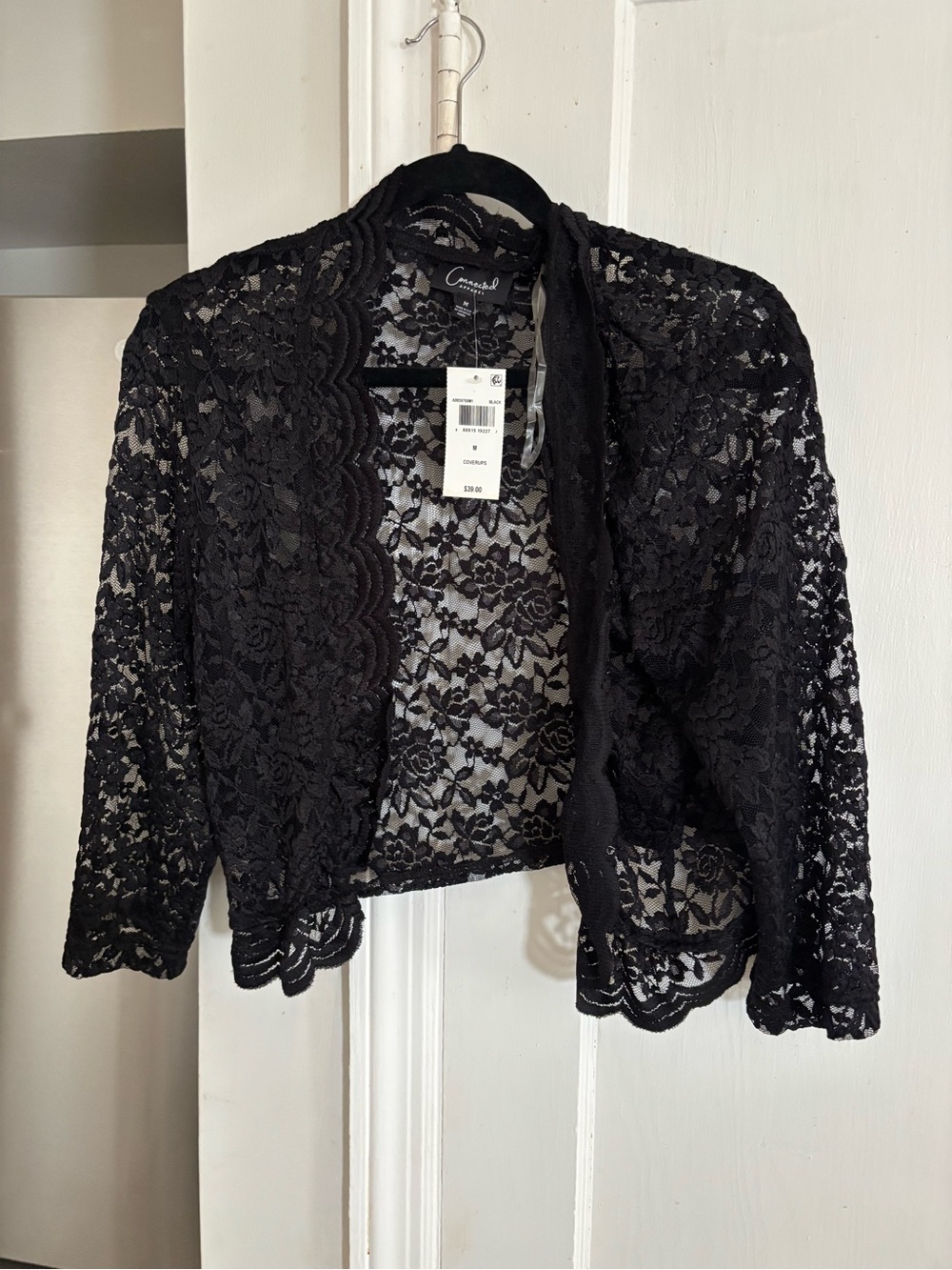 Connected apparel Black Crochet Lace Bolero Shrug